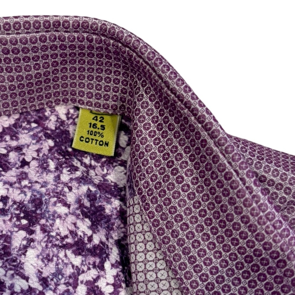 Robert Graham Men’s Maroon Geometric Button Down Shirt Size 42 (16.5 Neck) - Picture 4 of 10